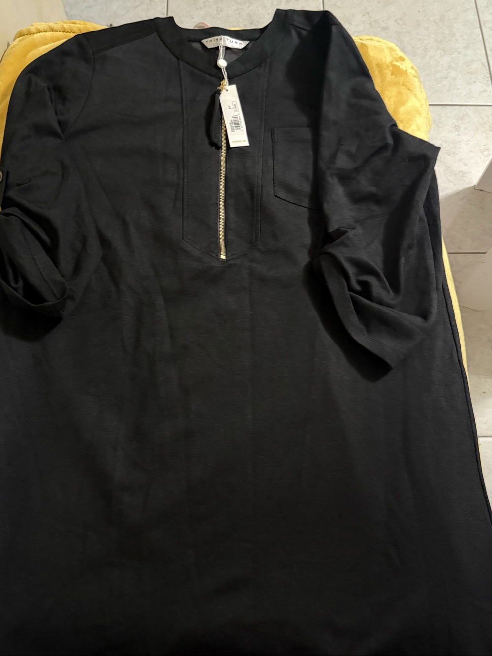 Black Long-Sleeve Zip-Neck Men's Shirt